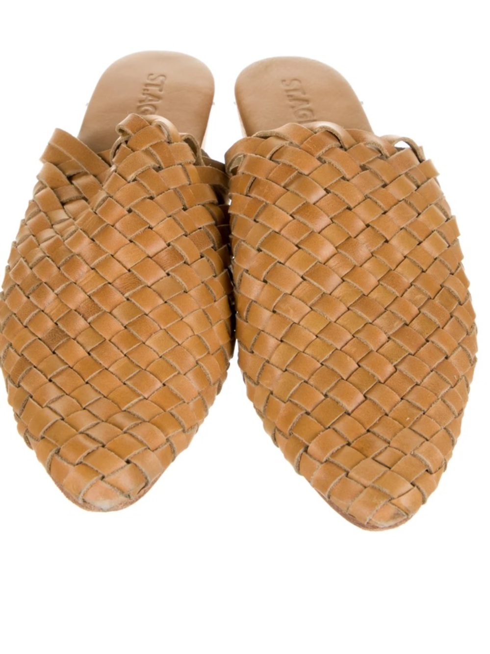St Agni Woven Leather Mule Slip-Ons - Tan